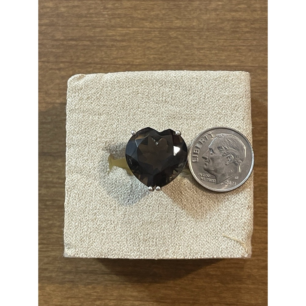 JTV SBL Heart Shaped  ❤️ 9.25 Sterling Silver Smokey Quartz Ring Size 5 - Picture 4 of 11